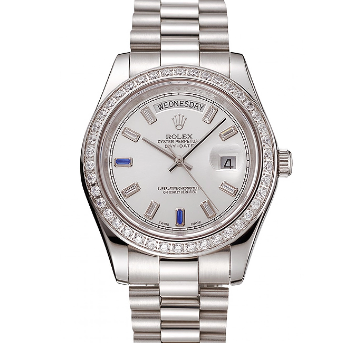 Aaa replica watch Swiss Bezel Day-Date 1454109 Diamonds Rolex Bracelet Steel Staineless 0822